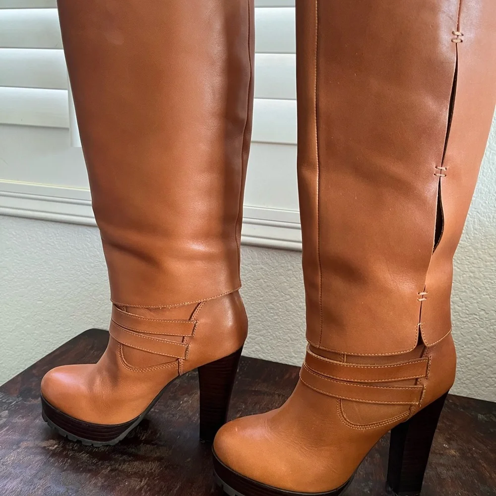 Leather platform high heel boots size 6 - Picture 6 of 7